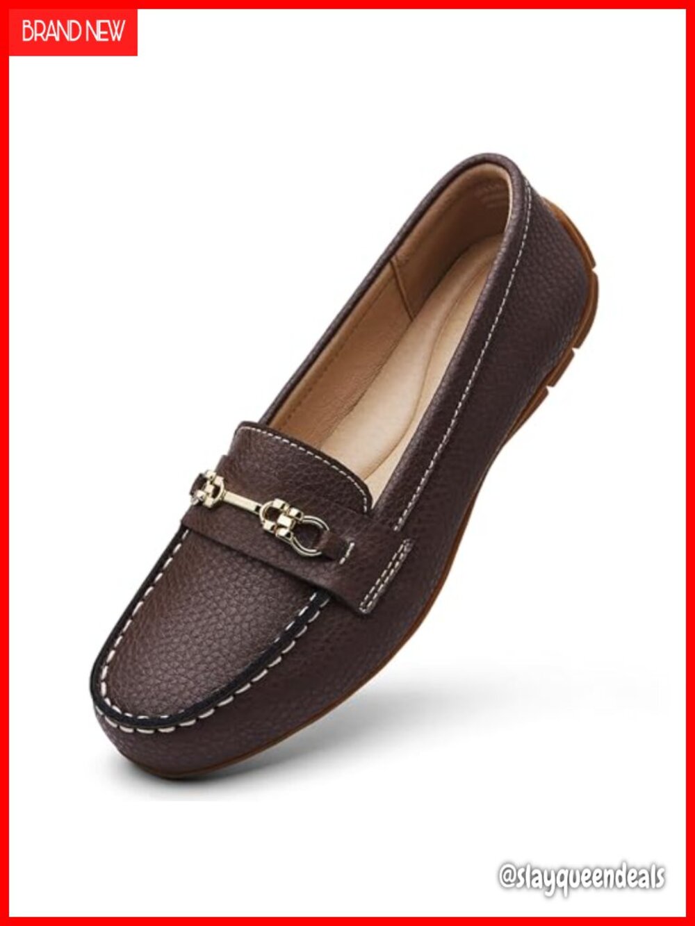 Genuine Leather Loafers Slip-On Driving Mocs Memory Foam Work Flats